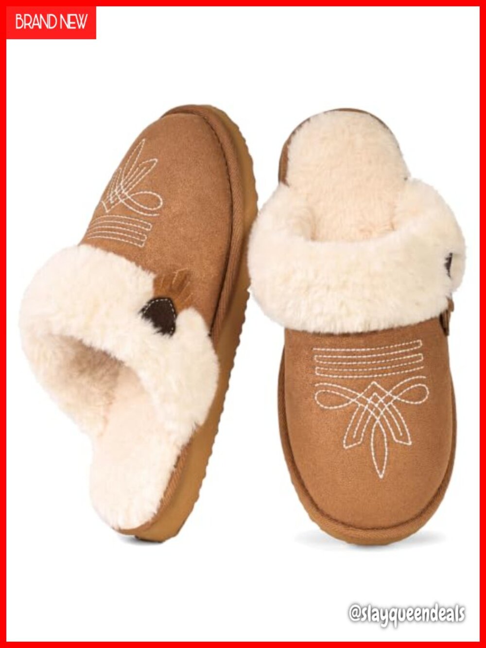 Women's Western Cowboy Boot Slippers Faux Fur Memory Foam Round Toe Slip On